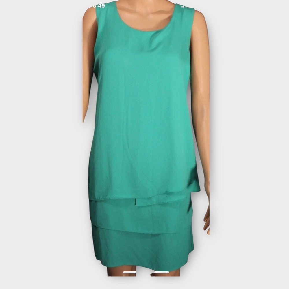 BCBGMaxazria BCBG Hayley Tank Dress Size 2 Emerald Green Shift Tiered Sleeveless